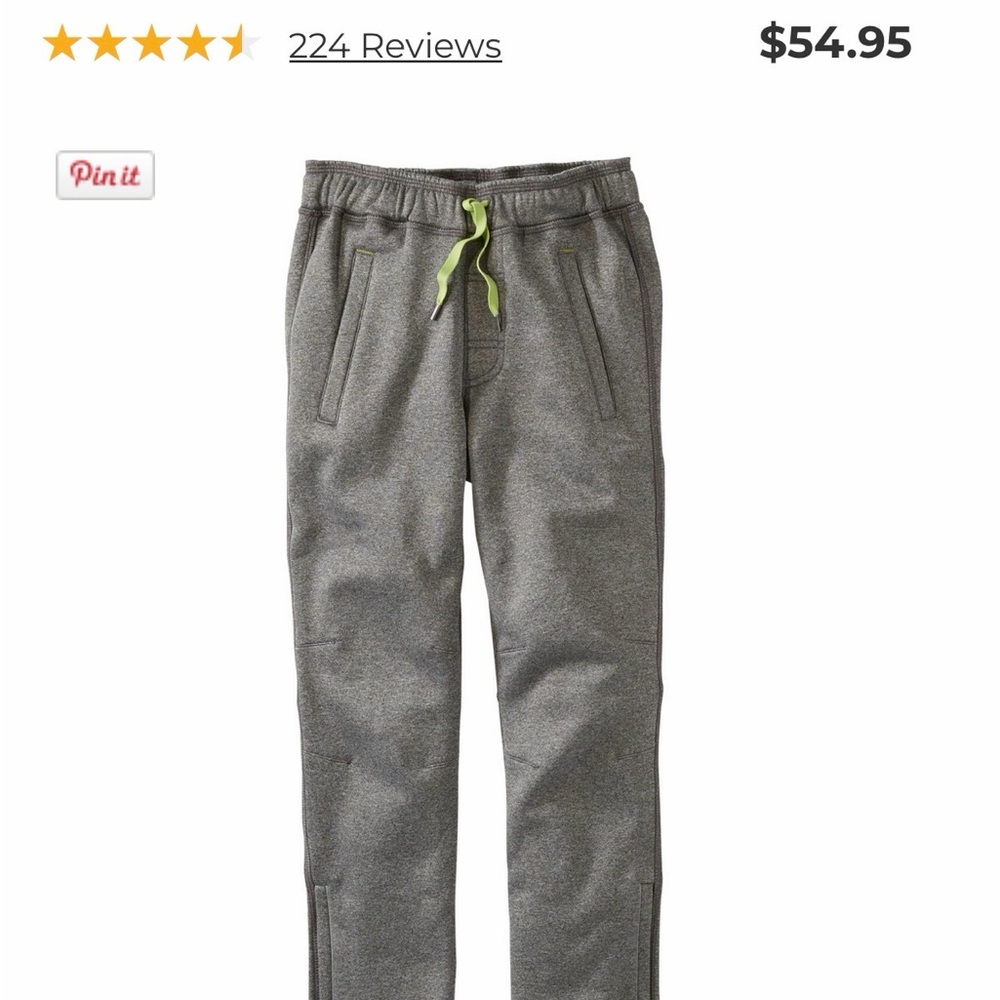 L.L. Bean Kids Gray Joggers with Green Drawstring